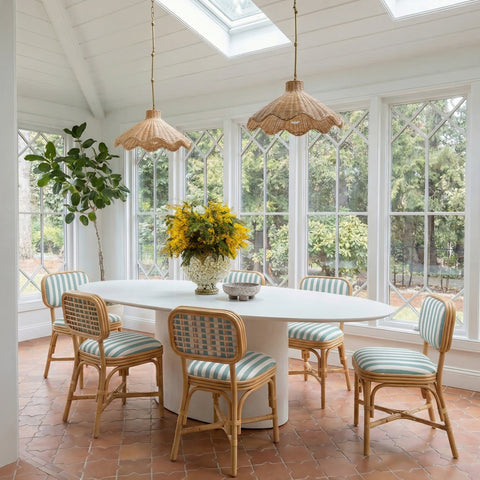 Odette Devereux Striped Performance Linen &amp; Rattan Dining Chair - image 2