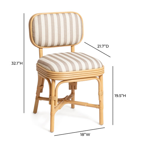 Odette Devereux Striped Performance Linen &amp; Rattan Dining Chair - image 8