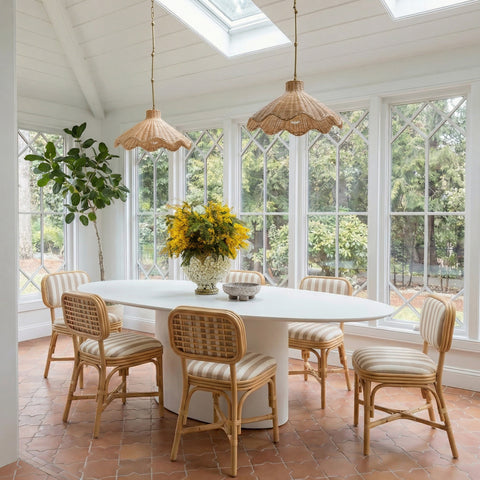 Odette Devereux Striped Performance Linen &amp; Rattan Dining Chair - image 2
