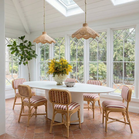 Odette Devereux Striped Performance Linen &amp; Rattan Dining Chair - image 2