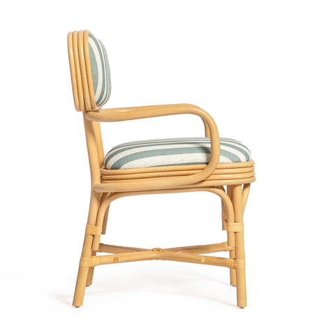 Odette Devereux Striped Performance Linen &amp; Rattan Dining Armchair - image 4