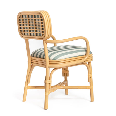 Odette Devereux Striped Performance Linen &amp; Rattan Dining Armchair - image 5