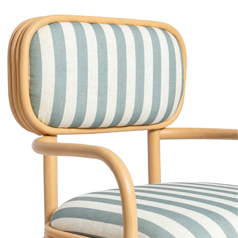 Odette Devereux Striped Performance Linen &amp; Rattan Dining Armchair - image 7