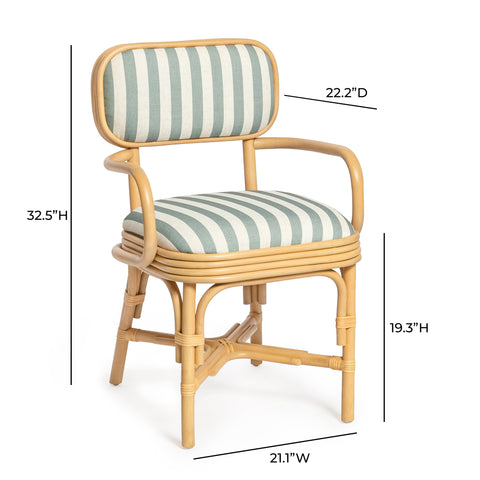 Odette Devereux Striped Performance Linen &amp; Rattan Dining Armchair - image 8
