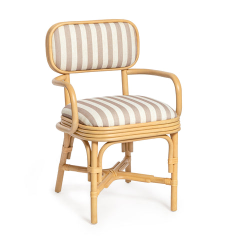 Odette Devereux Striped Performance Linen &amp; Rattan Dining Armchair - image 1