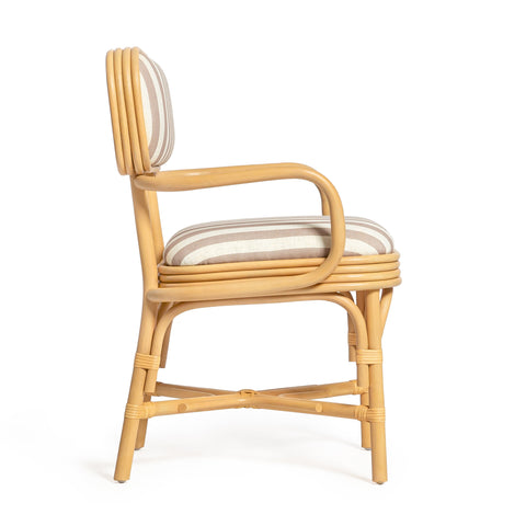 Odette Devereux Striped Performance Linen &amp; Rattan Dining Armchair - image 4