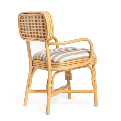 Odette Devereux Striped Performance Linen &amp; Rattan Dining Armchair - image 5