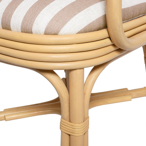 Odette Devereux Striped Performance Linen &amp; Rattan Dining Armchair - image 6