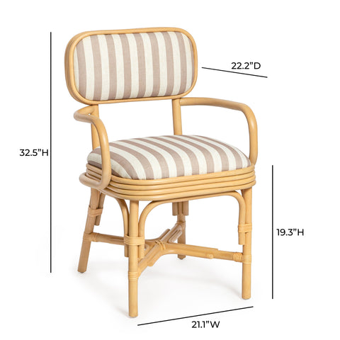 Odette Devereux Striped Performance Linen &amp; Rattan Dining Armchair - image 8