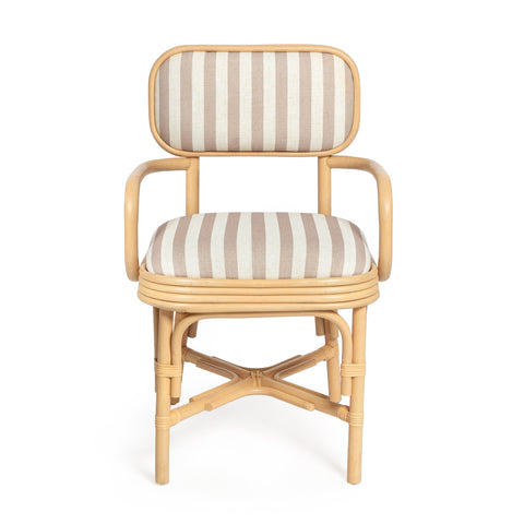 Odette Devereux Striped Performance Linen &amp; Rattan Dining Armchair - image 3
