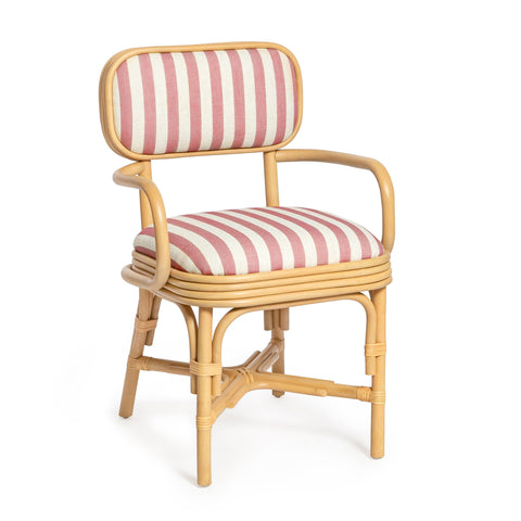 Odette Devereux Striped Performance Linen &amp; Rattan Dining Armchair - image 1