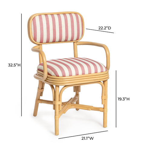 Odette Devereux Striped Performance Linen &amp; Rattan Dining Armchair - image 8