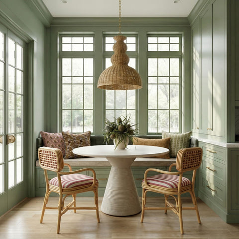 Odette Devereux Striped Performance Linen &amp; Rattan Dining Armchair - image 2