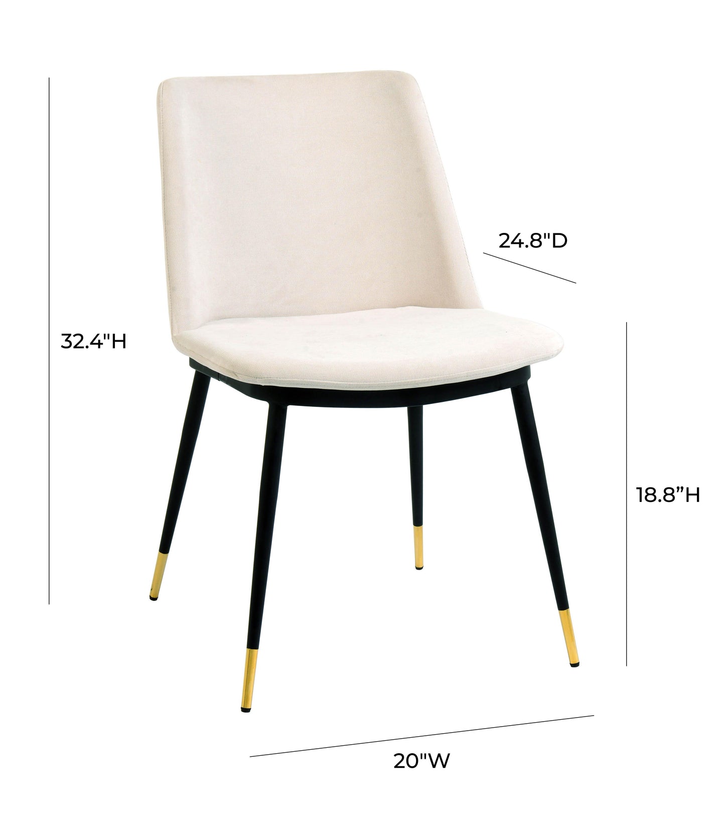 tammy cream velvet chair - gold legs (set of 2)