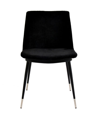 Tammy Black Velvet Chair - Silver Legs (Set of 2)