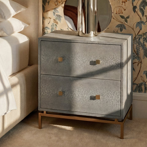 Arielle Rivoli 25" Faux Shagreen 2-Drawer Nightstand - image 2