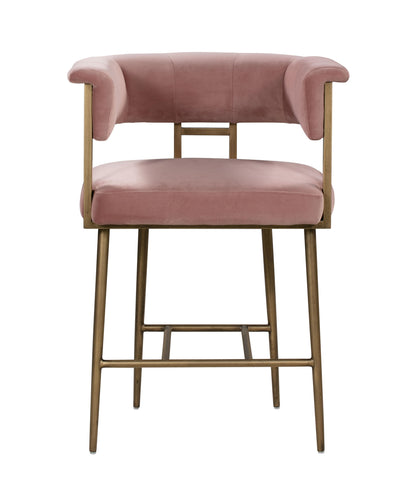 Farah Blush Velvet Counter Stool