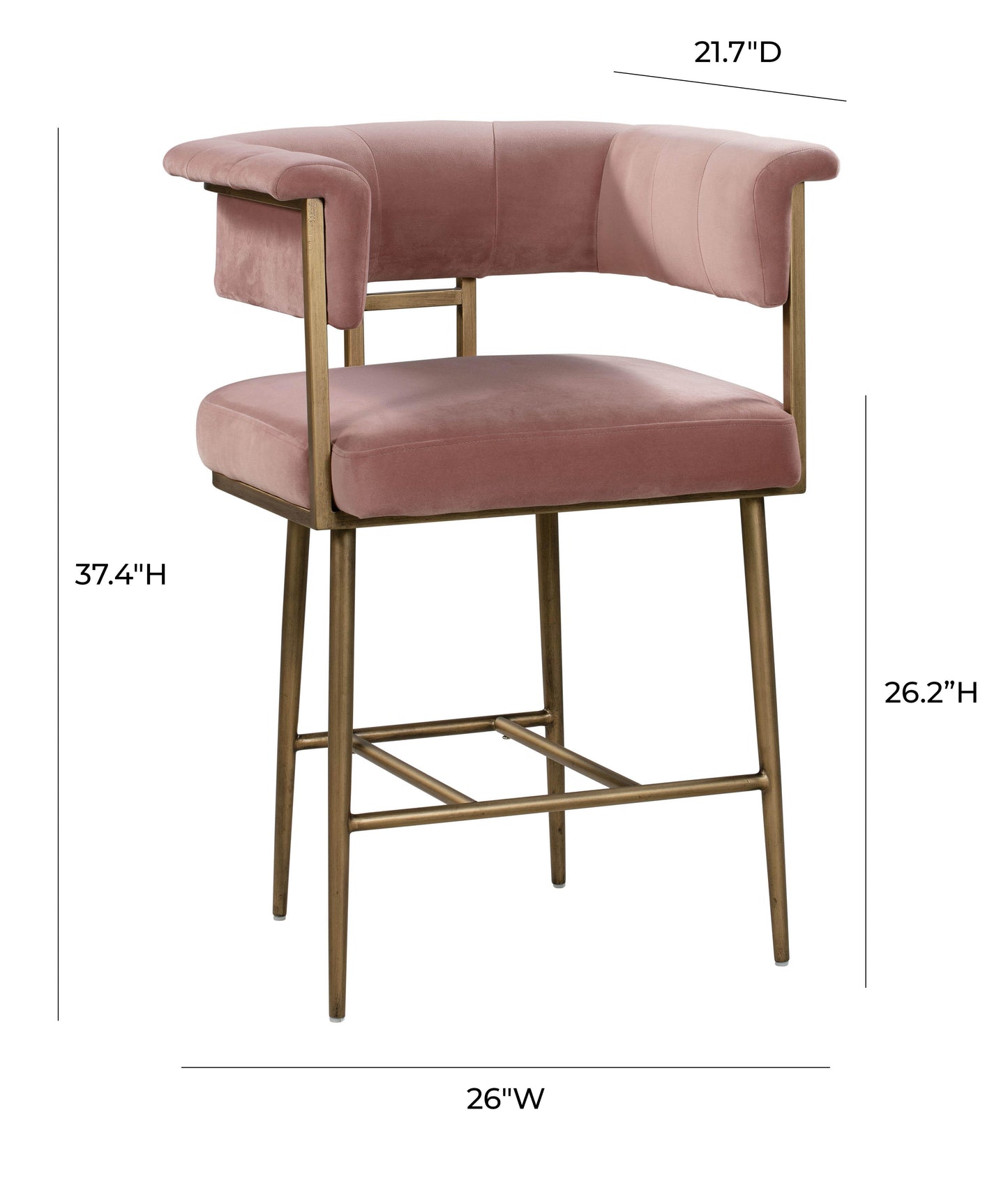 farah blush velvet counter stool