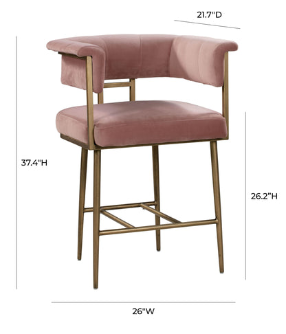 Farah Blush Velvet Counter Stool