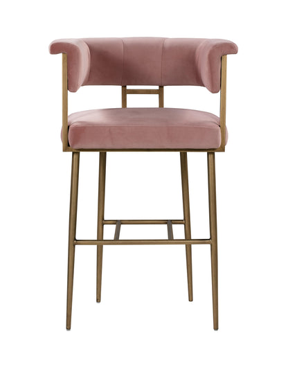 Farah Blush Velvet Bar Stool