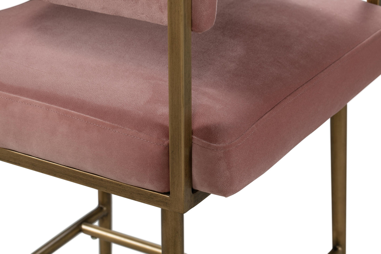 farah blush velvet bar stool