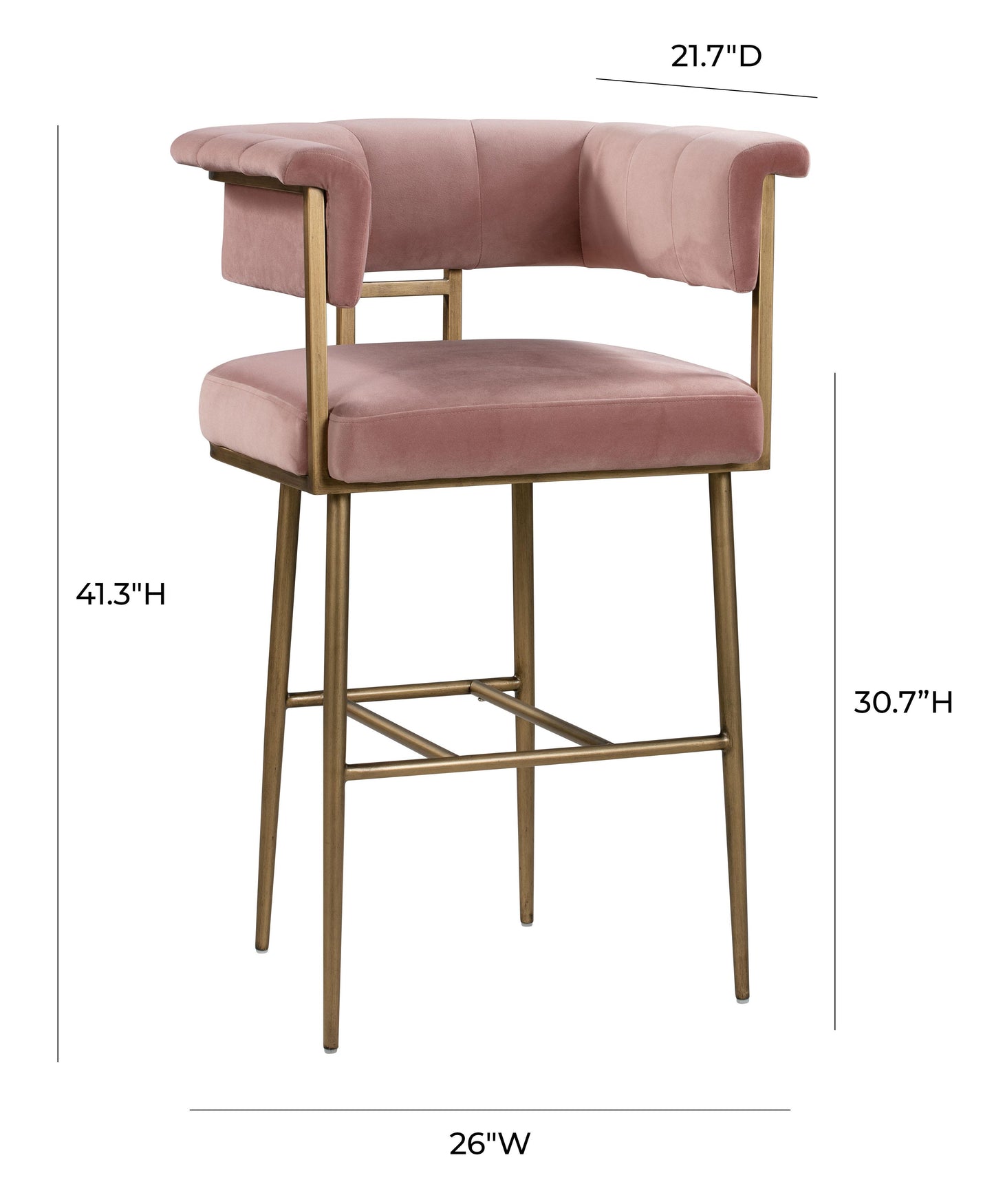 farah blush velvet bar stool