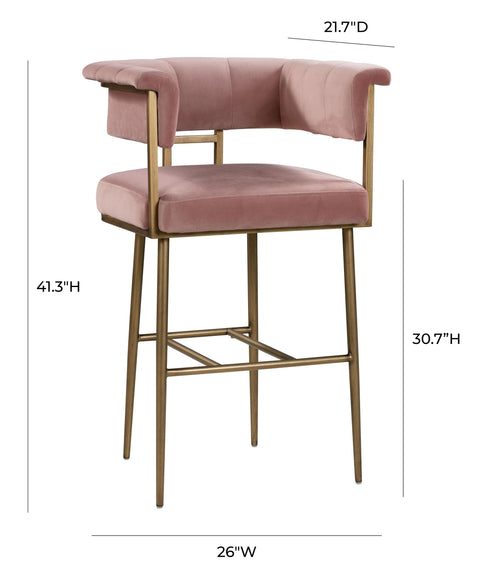 Farah Blush Velvet Bar Stool