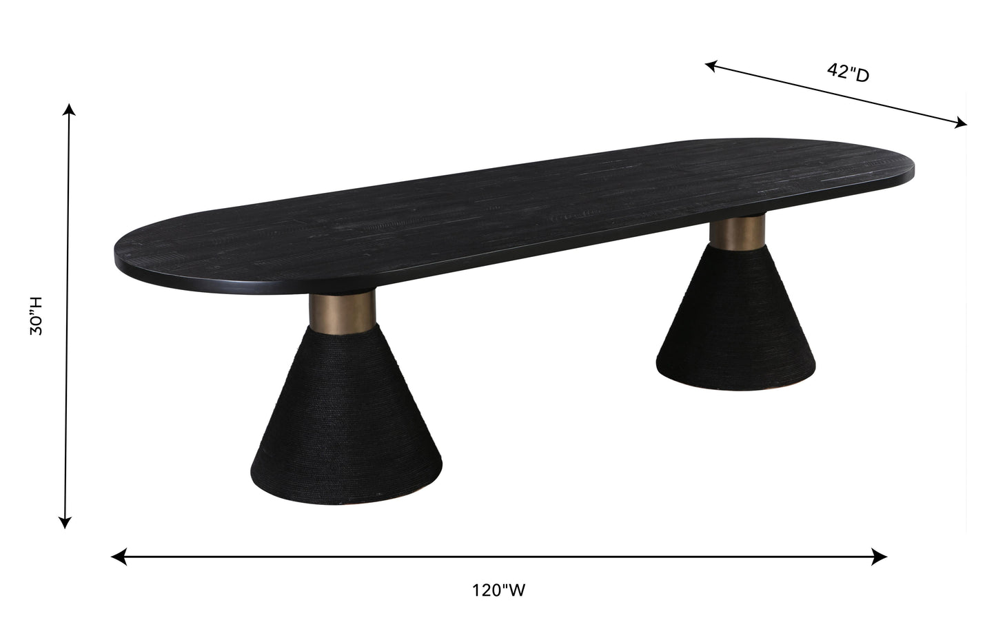 husky black rope oval table