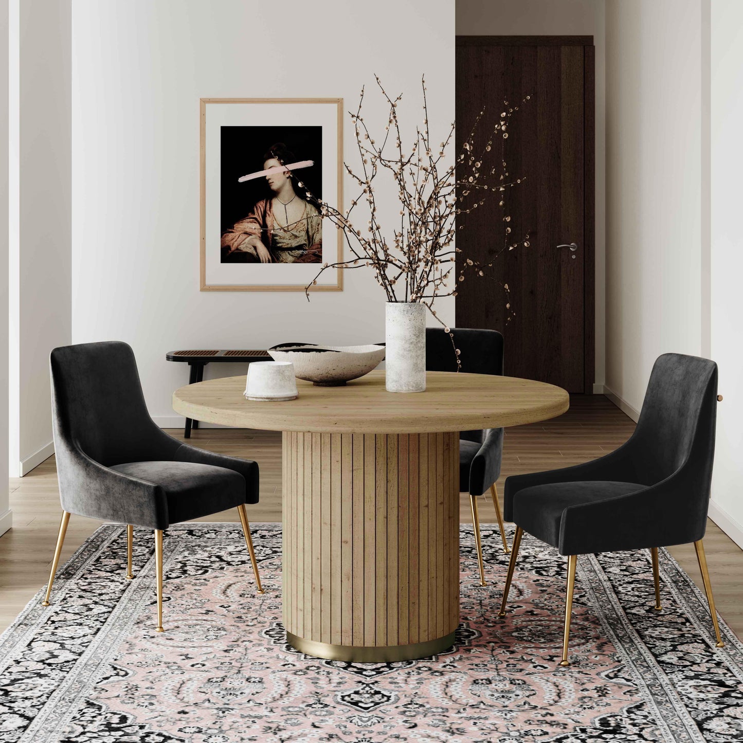 opal natural oak wood round dining table