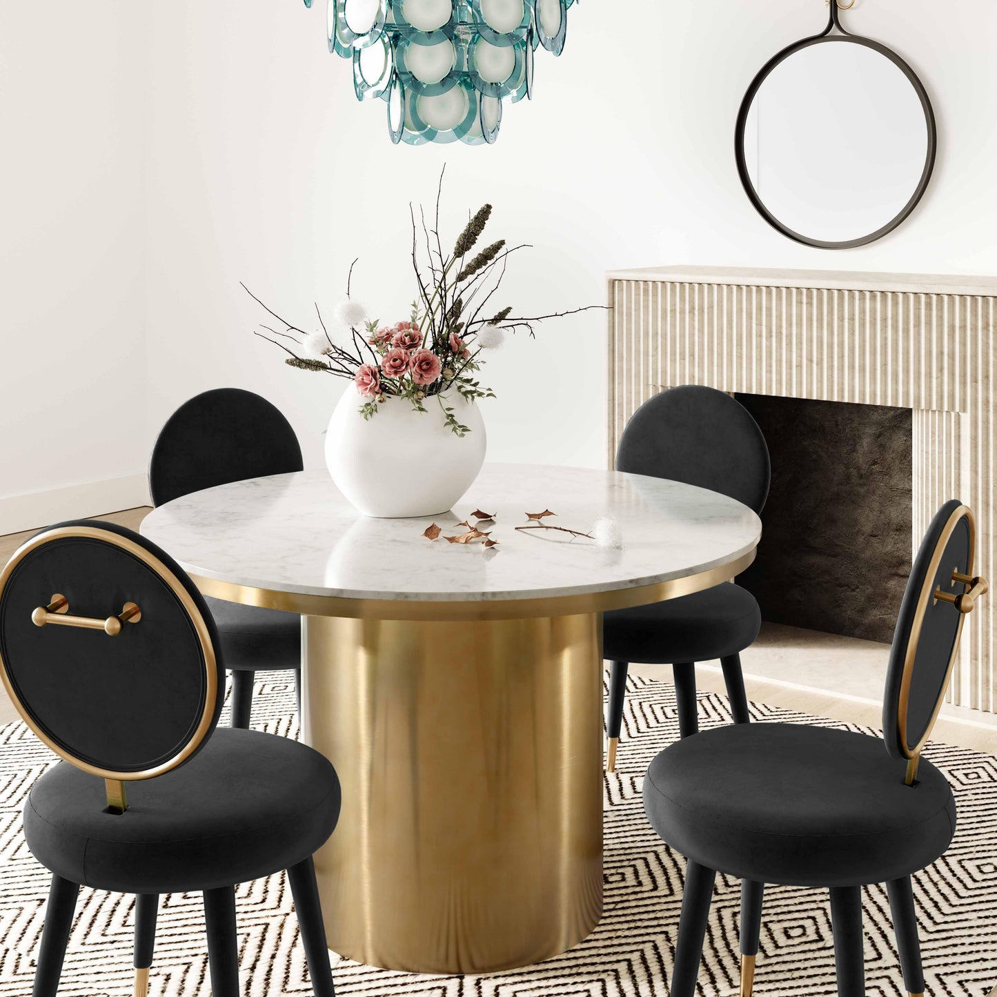 boba black velvet dining chair