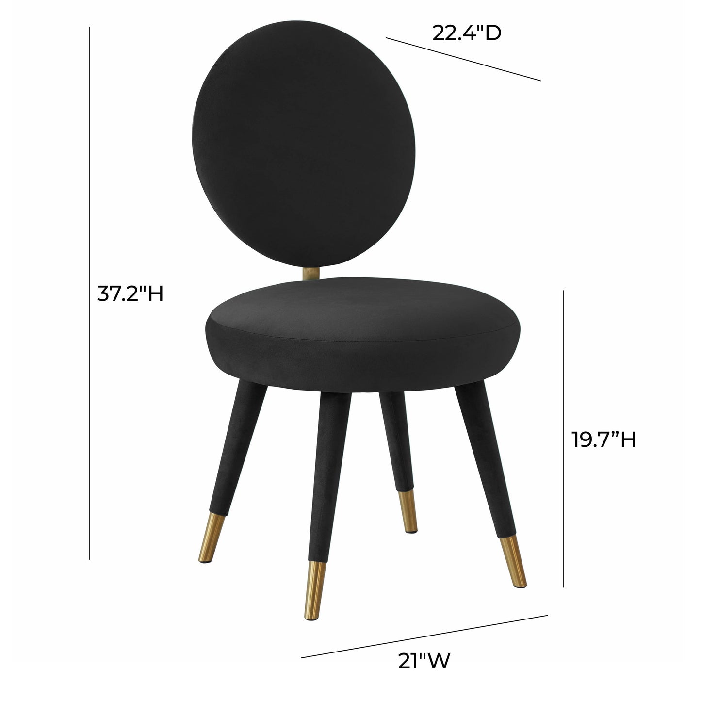 boba black velvet dining chair