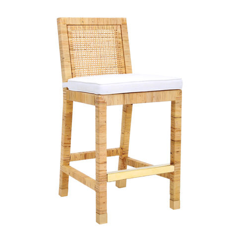 Arielle Bellamy Woven Rattan Performance Fabric Stool - image 1
