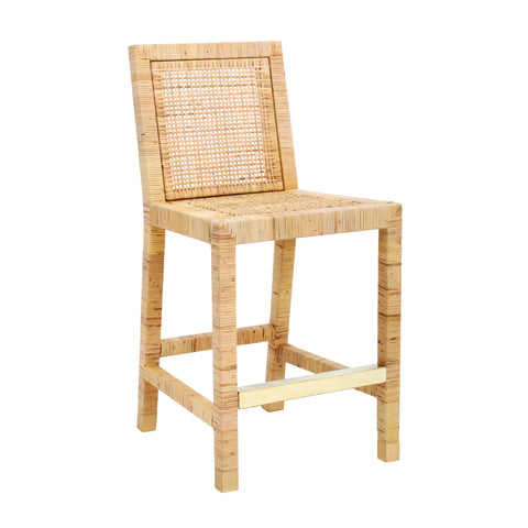 Arielle Bellamy Woven Rattan Performance Fabric Stool - image 3