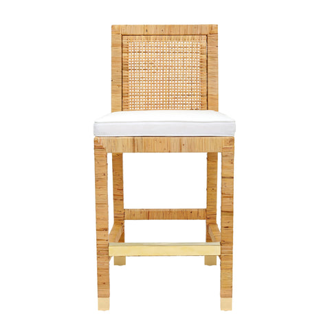 Arielle Bellamy Woven Rattan Performance Fabric Stool - image 4