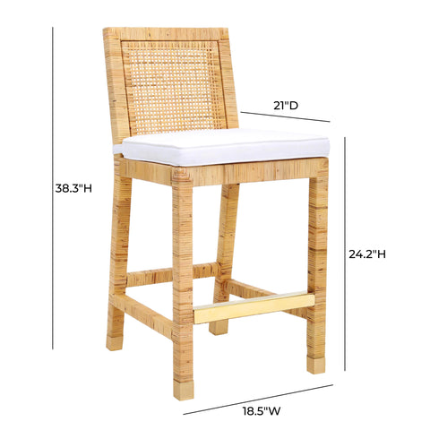 Arielle Bellamy Woven Rattan Performance Fabric Stool - image 9