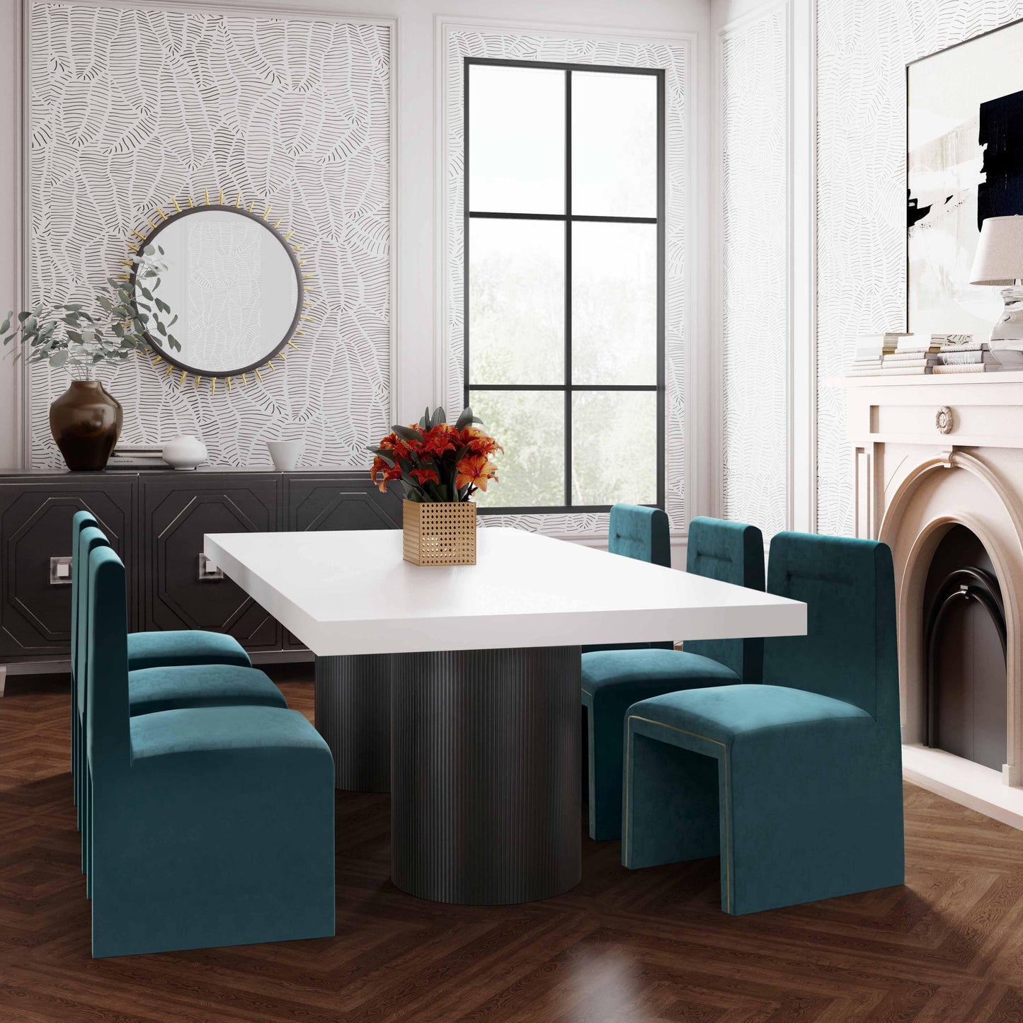 ziva white lacquer dining table
