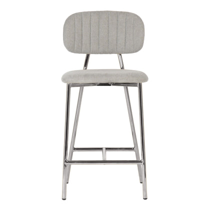 Catarina Grey Counter Stool - Silver Legs (Set of 2)