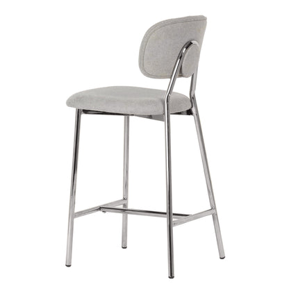 Catarina Grey Counter Stool - Silver Legs (Set of 2)