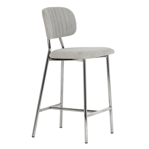 Catarina Grey Counter Stool - Silver Legs (Set of 2)