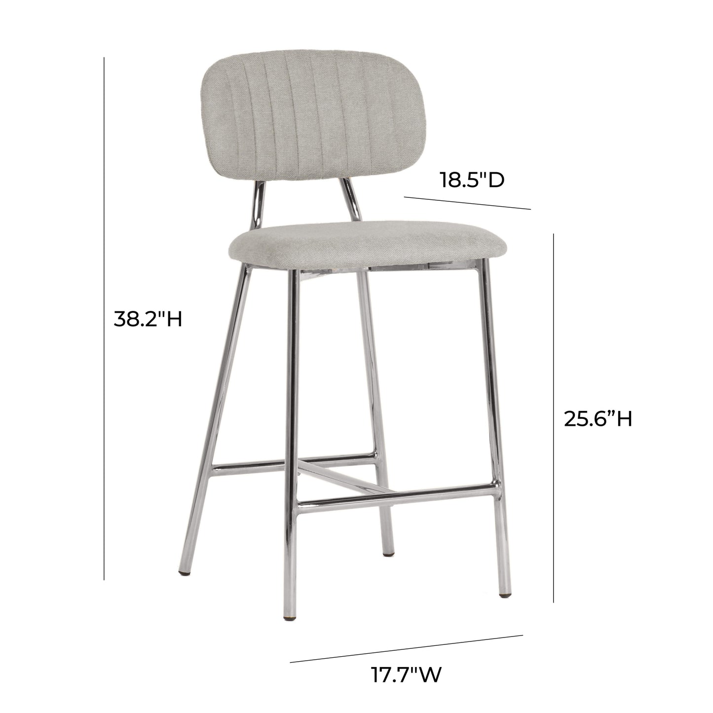 catarina grey counter stool - silver legs (set of 2)