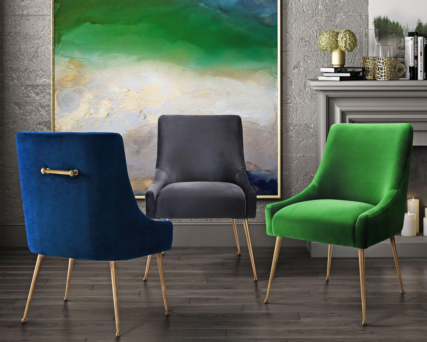 lyrical green velvet side chair