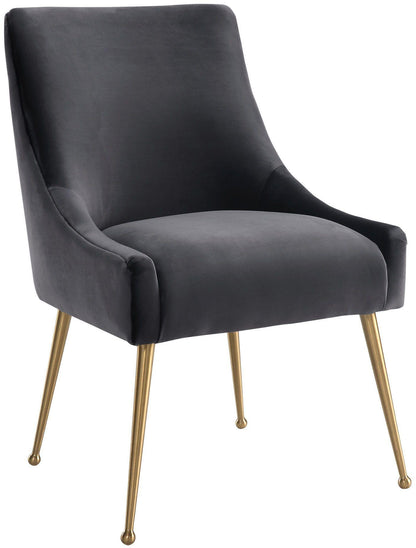 Lyrical Grey Velvet Side Chair