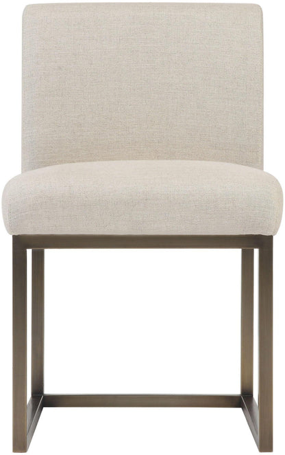 Ember Beige Linen Chair in Brass