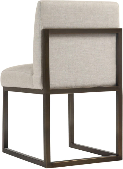 Ember Beige Linen Chair in Brass