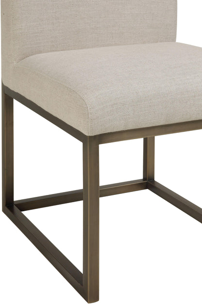 Ember Beige Linen Chair in Brass