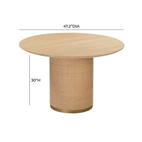 Florence Arden 47" Natural Ash &amp; Rattan Round Dining Table - image 7