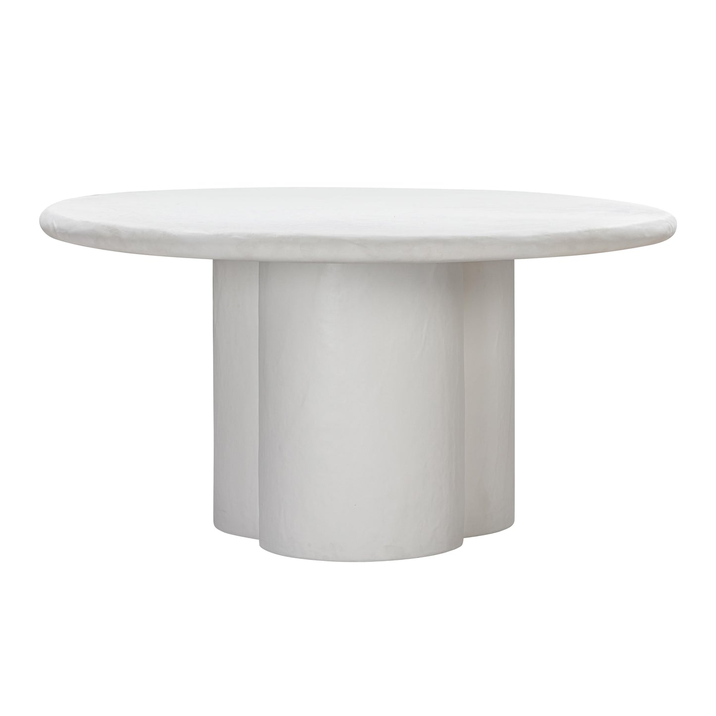 winter white faux plaster round dining table