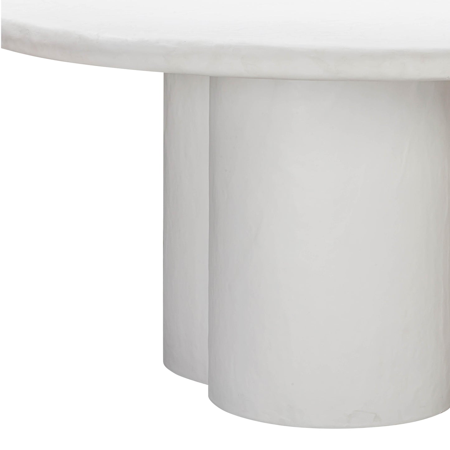 winter white faux plaster round dining table