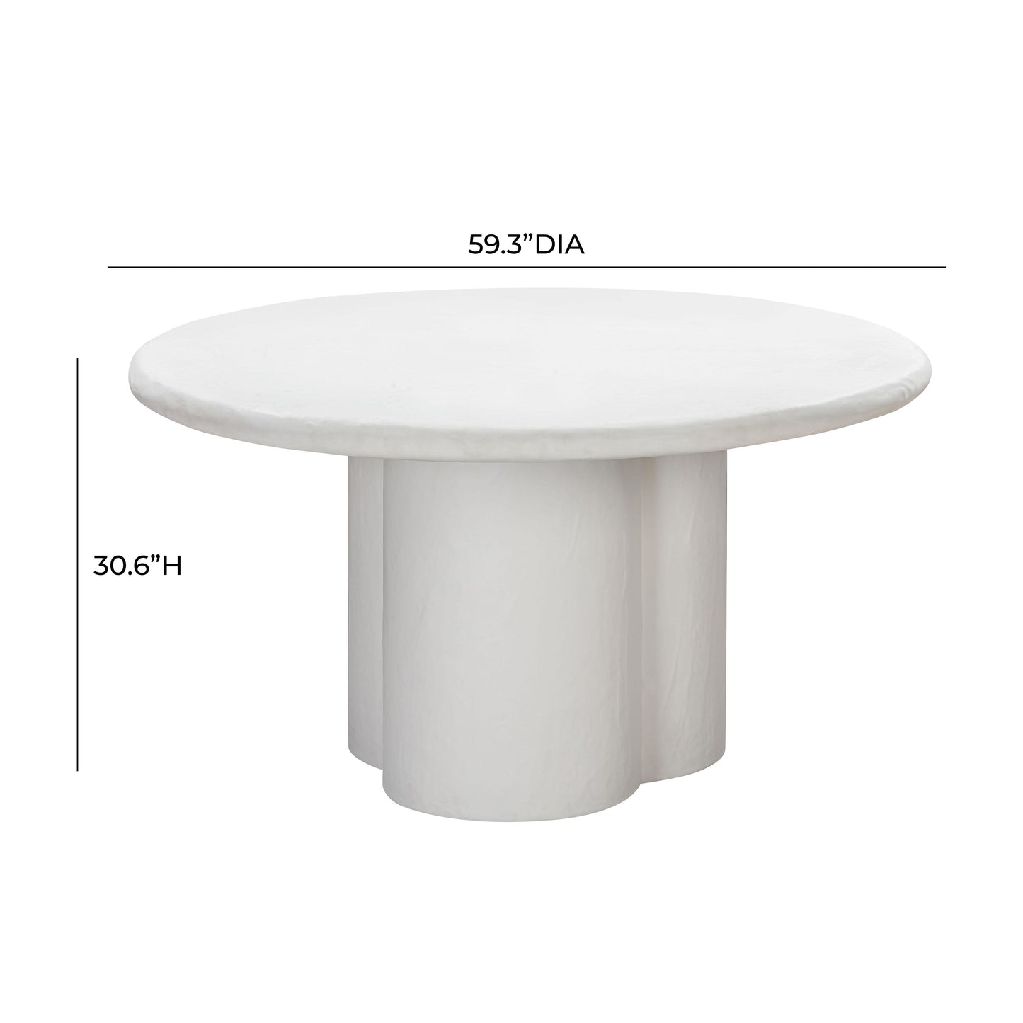 winter white faux plaster round dining table