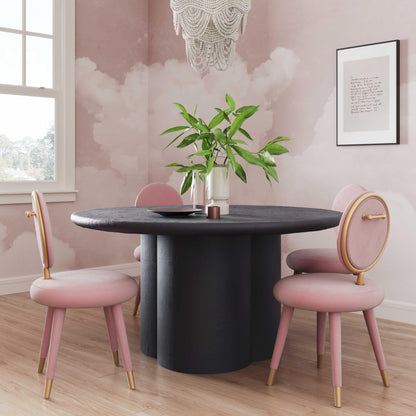 Winter Black Faux Plaster Round Dining Table